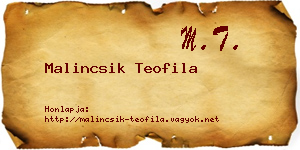 Malincsik Teofila névjegykártya